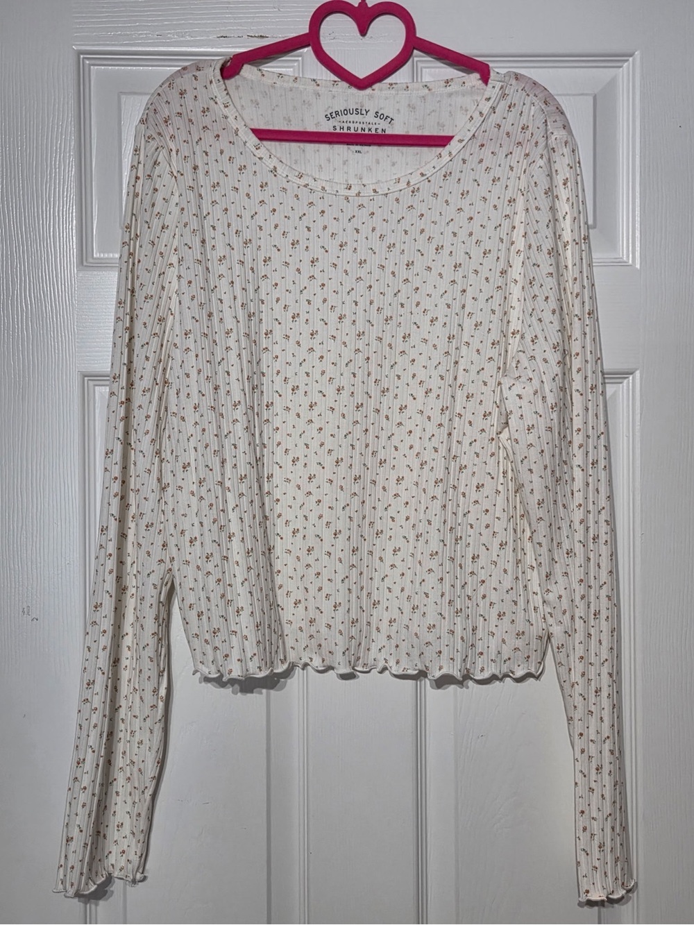 Aéropostale Seriously Soft Shrunken Floral Long Sleeve Tee Crop Ribbed XXL